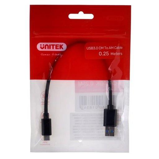 UNITEK CABLE USB-C - USB-A 3.1,M/M,0.25M Y-C490BK - USB cablesAKG-KAB<<<GSM accessoriesAKG<<<ActionPL