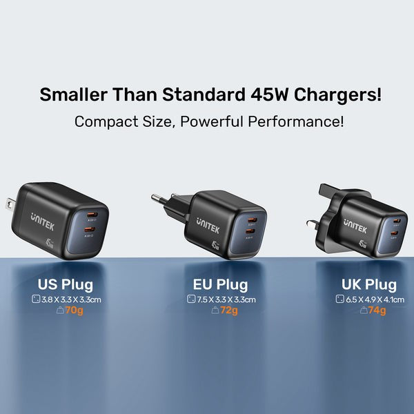 UNITEK P1129ABK01-EU mobile device charger Universal Black AC Fast charging Indoor