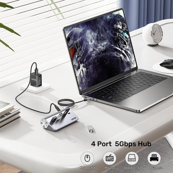 UNITEK H1337AGY01 interface hub USB 3.2 Gen 1 (3.1 Gen 1) Type-C 5000 Mbit/s Grey