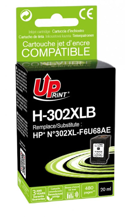 Inkwell UPRINT F6U68AE-N°302XL HP, Black