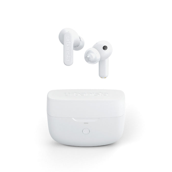 URBANISTA ATLANTA Bluetooth earphones black 34 hours total playtime Hybrid active noise cancelling Touch controls IPX4 white