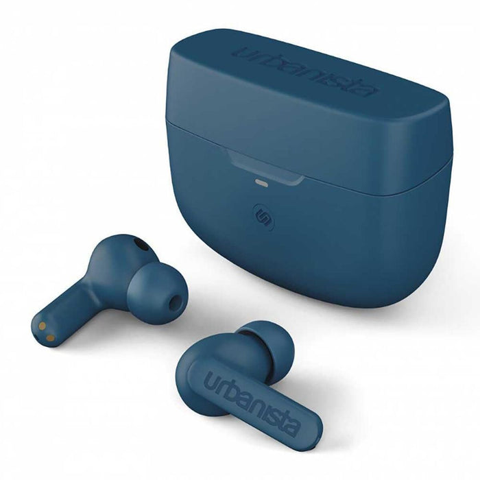 URBANISTA ATLANTA Bluetooth earphones black 34 hours total playtime Hybrid active noise cancelling Touch controls IPX4 blue