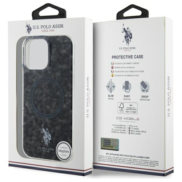 US Polo IML Ring MagSafe iPhone 16 Pro Case - Black
