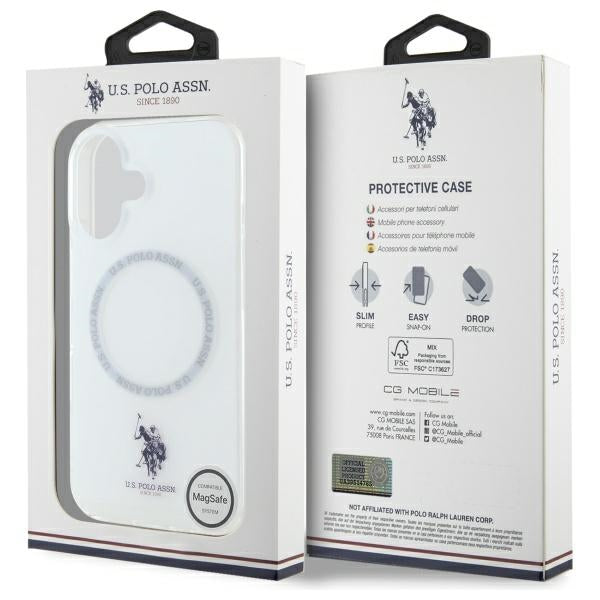 US Polo IML Ring MagSafe iPhone 16 Case - White