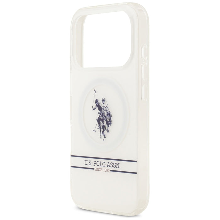 US Polo DH and Bottom Stripe Logo MagSafe Case for iPhone 17 Pro - White