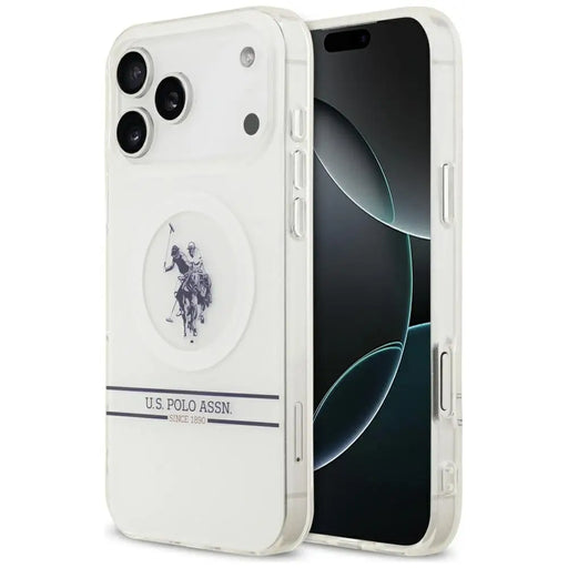 US Polo DH and Bottom Stripe Logo MagSafe Case for iPhone 17 Pro Max - White - Cell phone cases and covers<<<HurtelXML