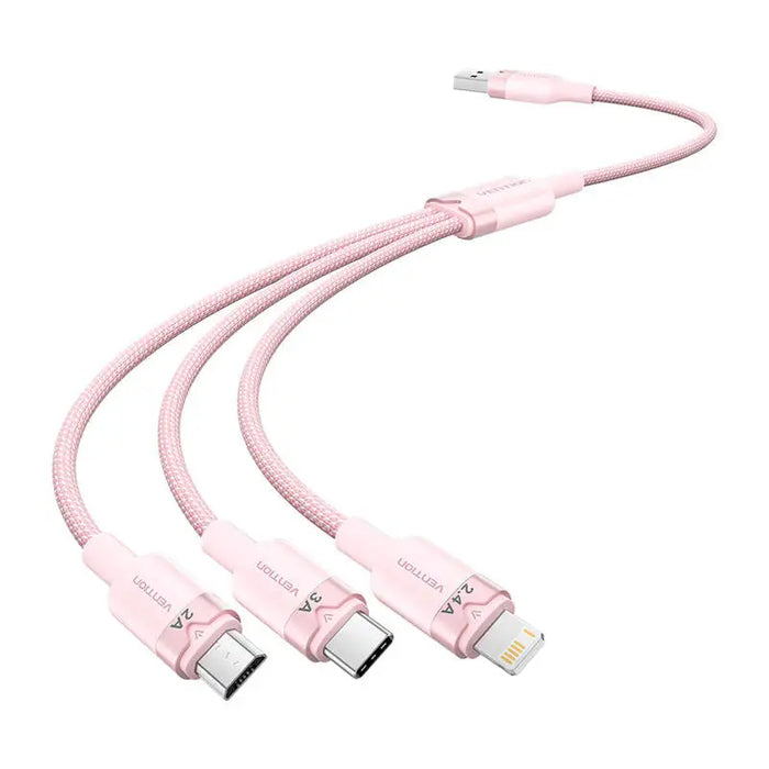 USB 2.0 A to 3in1 3A cable Vention CTPPG 1.5M (pink) - USB cables<<<Cables<<<IT Accessories<<<InnproXML