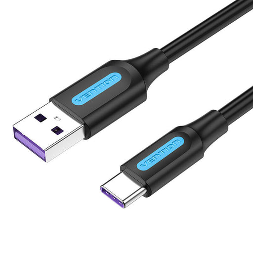 USB 2.0 A to USB-C Cable Vention CORBI 5A 3m Black PVC - USB to USB-C<<<USB cables<<<GSM Accessories<<<InnproXML