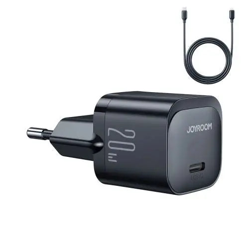 USB C 20W PD mini charger with USB C cable - Lightning Joyroom JR-TCF02 - black - Travel