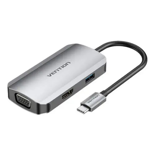 USB-C Docking Station to HDMI VGA USB 3.0 PD 0.15m Vention TOAHB gray - Docking stations<<<IT