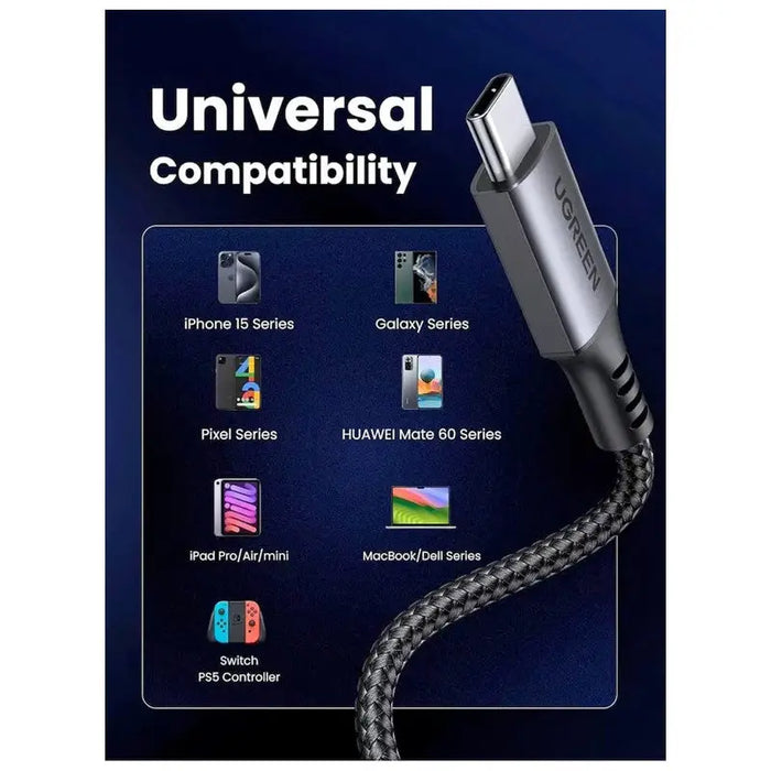 USB-C TO USB-C DATA AND CHARGING CABLE - 60W 1m (US567) UGREEN - GRAY - Кабели за мобилни устройства<<<Аксесоари за