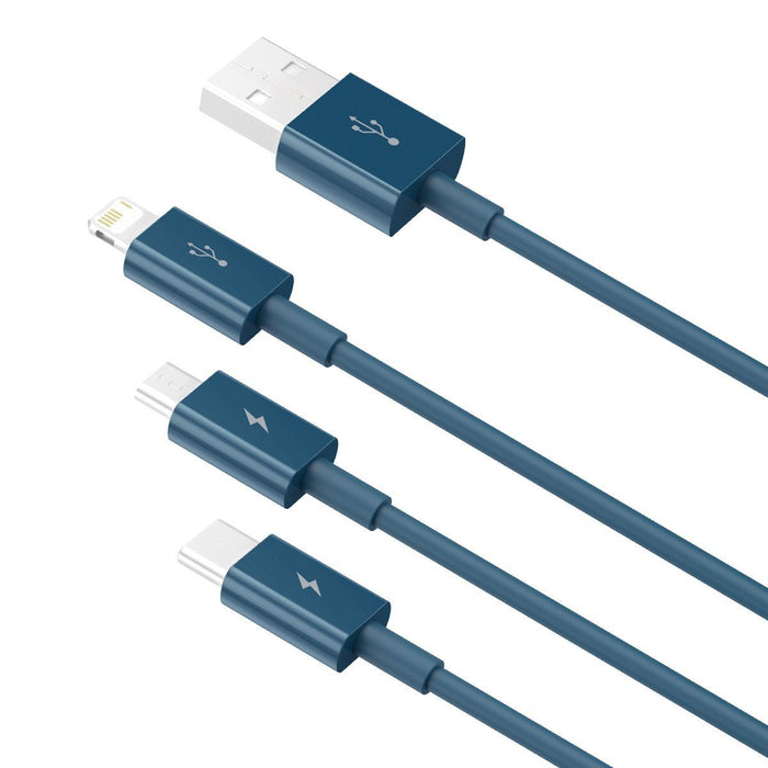 USB cable 3in1 Baseus Superior Series USB to micro USB / USB-C / Lightning 3.5A 1.5m (blue) - Combo Cables<<<USB
