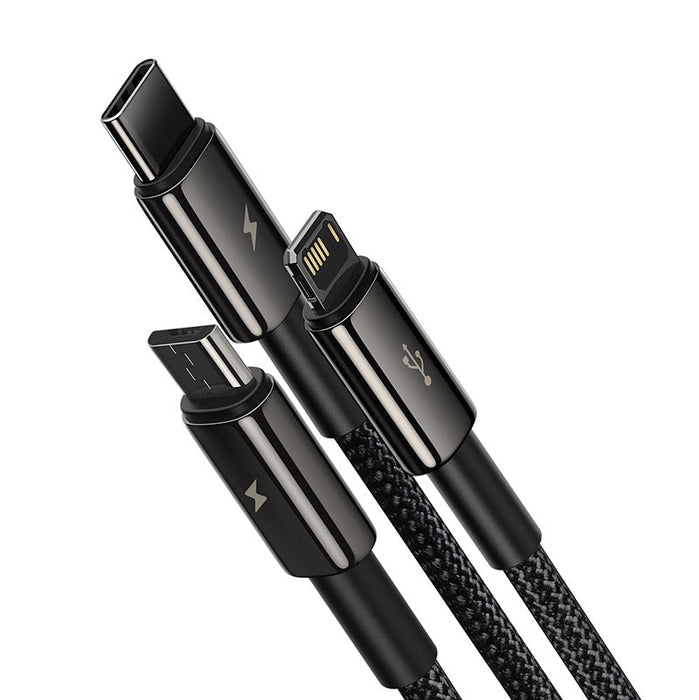 USB cable 3in1 Baseus Tungsten Gold USB to micro USB / USB-C / Lightning 3.5A 1.5m (black) - Combo Cables<<<USB