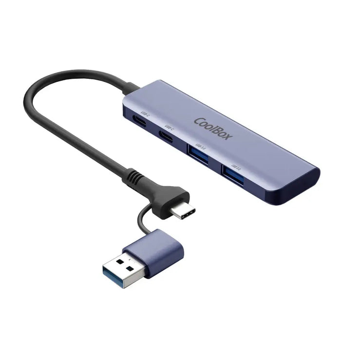 USB Cable CoolBox COO-HUB-C-CCAA Grey - Компютър Мрежи и компоненти<<<Компютри| Електроника<<<BigBuy&&&HUB