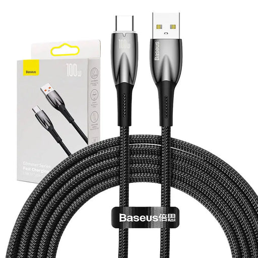 USB cable for USB-C Baseus Glimmer Series 100W 2m (Black) - USB to USB-C<<<USB cables<<<GSM