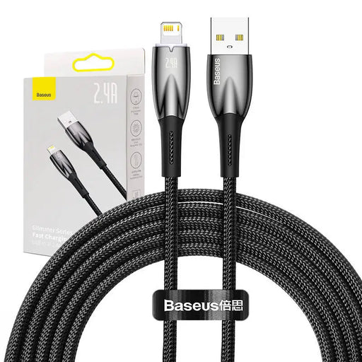 USB cable for Lightning Baseus Glimmer Series 2.4A 2m (Black) - USB to Lightning<<<USB cables<<<GSM