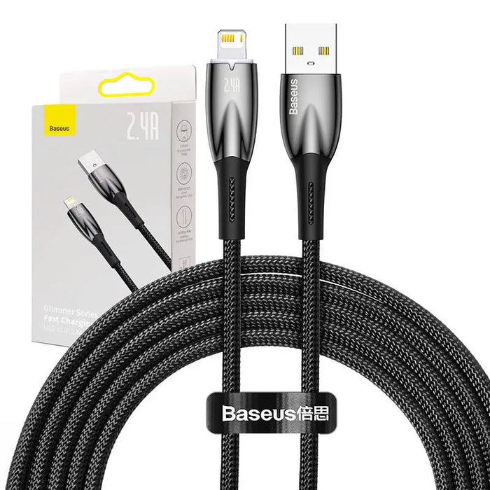 USB cable for Lightning Baseus Glimmer Series 2.4A 2m (Black) - USB to Lightning<<<USB cables<<<GSM