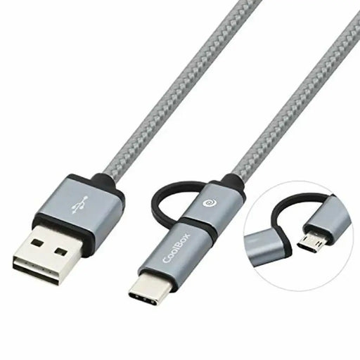 USB Cable to Micro USB and USB-C CoolBox COO-CAB-U2MC-GR Grey - Електроника Телефони и таблети<<<Компютри|
