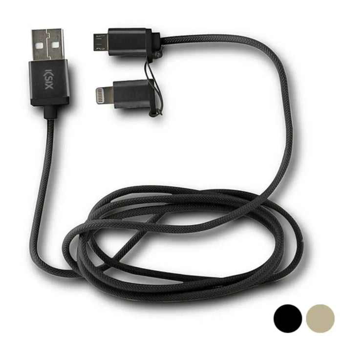USB Cable to Micro USB and Lightning KSIX - Електроника Телефони и таблети<<<Компютри| Електроника<<<BigBuy&&&USB
