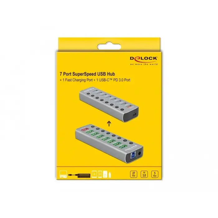 USB хъб 9 порта DELOCK 63264 - USB хъбове<<<Компютърна периферия<<<ValiAPI