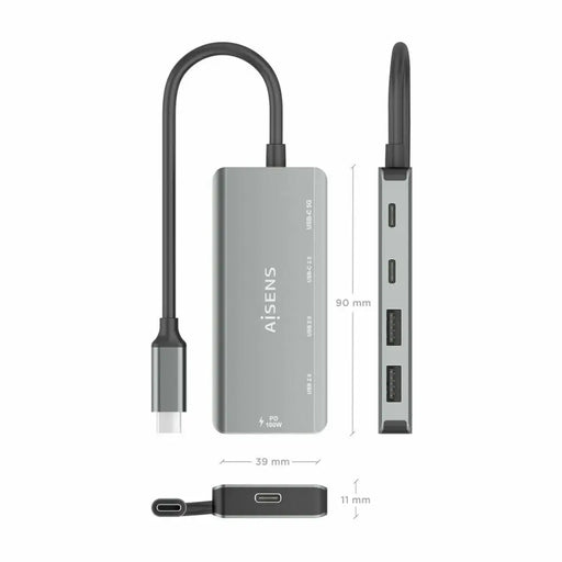 USB Hub Aisens A109-0946 Grey 100 W - Компютър Мрежи и компоненти<<<Компютри| Електроника<<<BigBuy&&&HUB USB<<<Компютър