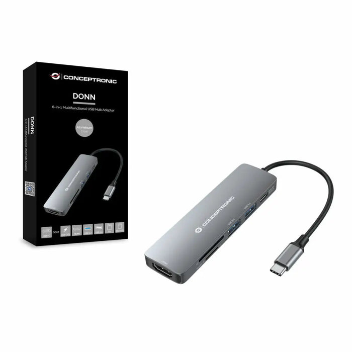 USB Hub Conceptronic DONN11G Grey - Компютър Мрежи и компоненти<<<Компютри| Електроника<<<BigBuy&&&HUB USB<<<Компютър