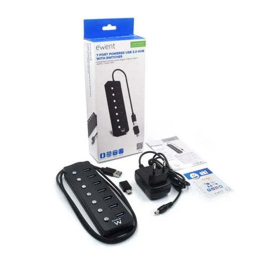 USB Hub Ewent EW1147 Black - Компютър Мрежи и компоненти<<<Компютри| Електроника<<<BigBuy&&&HUB USB<<<Компютър Мрежи и