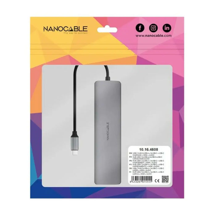 USB Hub NANOCABLE 10.16.4608 Grey 100 W 50 W - HUB USB<<<Компютър Мрежи и компоненти<<<Компютри| Електроника<<<BigBuy