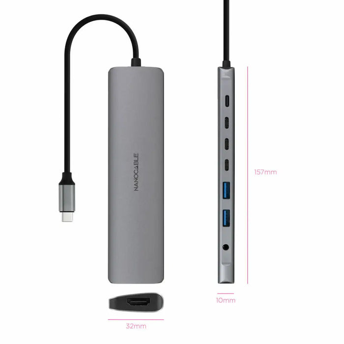 USB Hub NANOCABLE 10.16.4608 Grey 100 W 50 W - HUB USB<<<Компютър Мрежи и компоненти<<<Компютри| Електроника<<<BigBuy