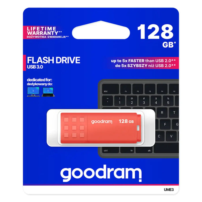USB stick GoodRam UME3-1280O0R11 Orange 128 GB (1 Unit) - USB флаш устройства<<<Компютър Мрежи и компоненти<<<Компютри|