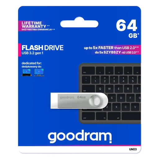 USB stick GoodRam UNO3-0640S0R11 Silver 64 GB - USB флаш устройства<<<Компютър Мрежи и компоненти<<<Компютри|
