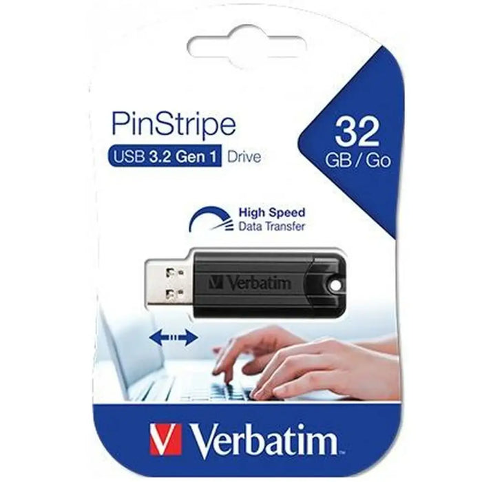 USB stick Verbatim Pinstripe Black 32 GB - Компютър Мрежи и компоненти<<<Компютри| Електроника<<<BigBuy&&&USB флаш
