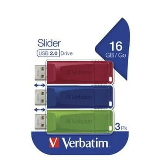 USB stick Verbatim SLIDER Multicolour 16 GB 3 Pieces (5 Units) - USB флаш устройства<<<Компютър Мрежи и