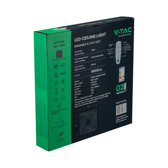 LED CEILING LAMP 150W 3000-6500K 50CM DIMMABLE V-TAC