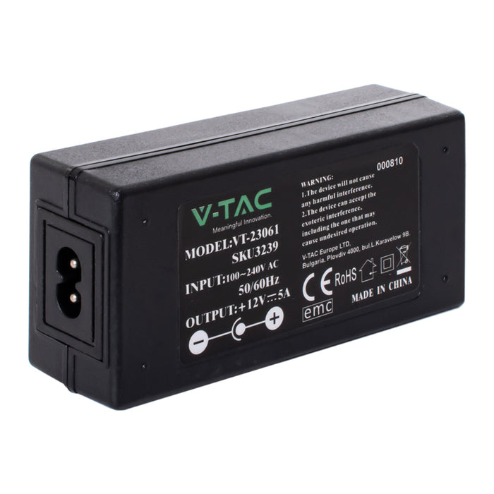 LED TRANSFORMER 60W 5A 12V, IP44 V-TAC
