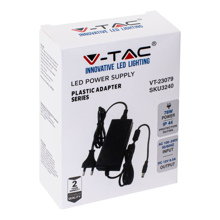 LED TRANSFORMER 78W 6.5A 12V, IP44 V-TAC