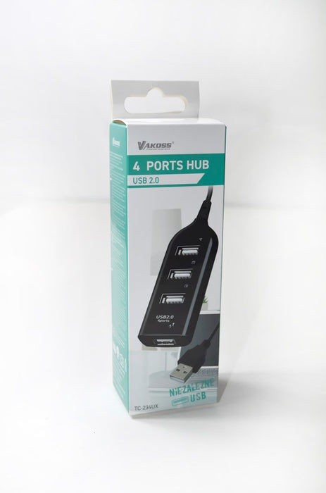 Vakoss TC-234UX interface hub USB 2.0 Black