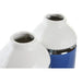 Vase DKD Home Decor 12 x 12 x 18,5 cm Silver White Sky blue Navy Blue Stoneware (2 Units) - Декорация и
