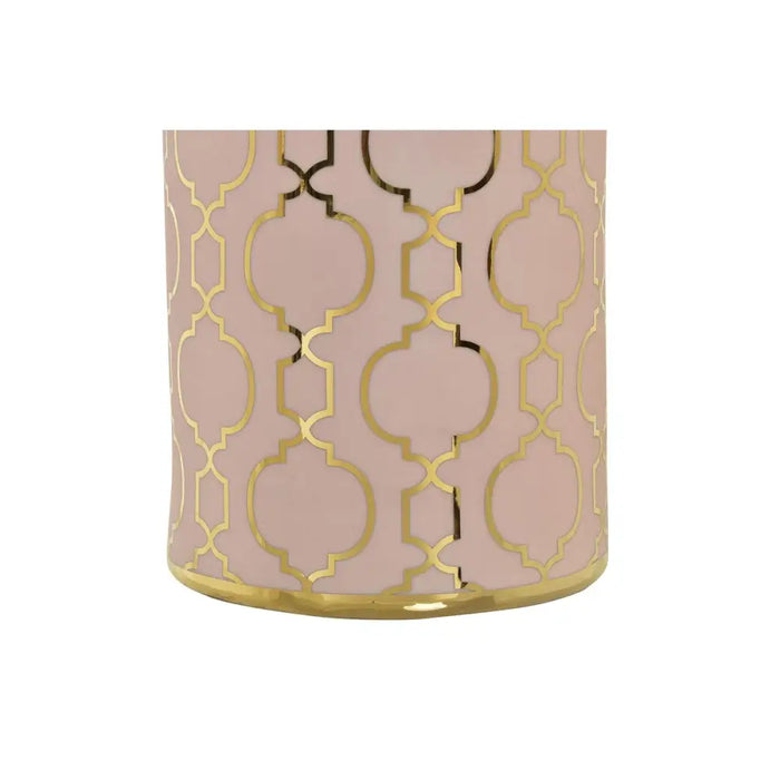 Vase DKD Home Decor 13,5 x 13,5 x 36 cm Porcelain Pink Golden Oriental Chromed - Декорация и Осветление<<<Дом