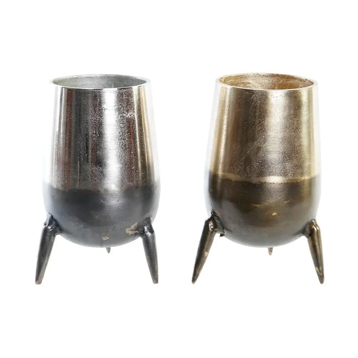 Vase DKD Home Decor 15,5 x 15,5 x 26 cm Silver Golden Aluminium Modern (2 Units) - Декорация и Осветление<<<Дом
