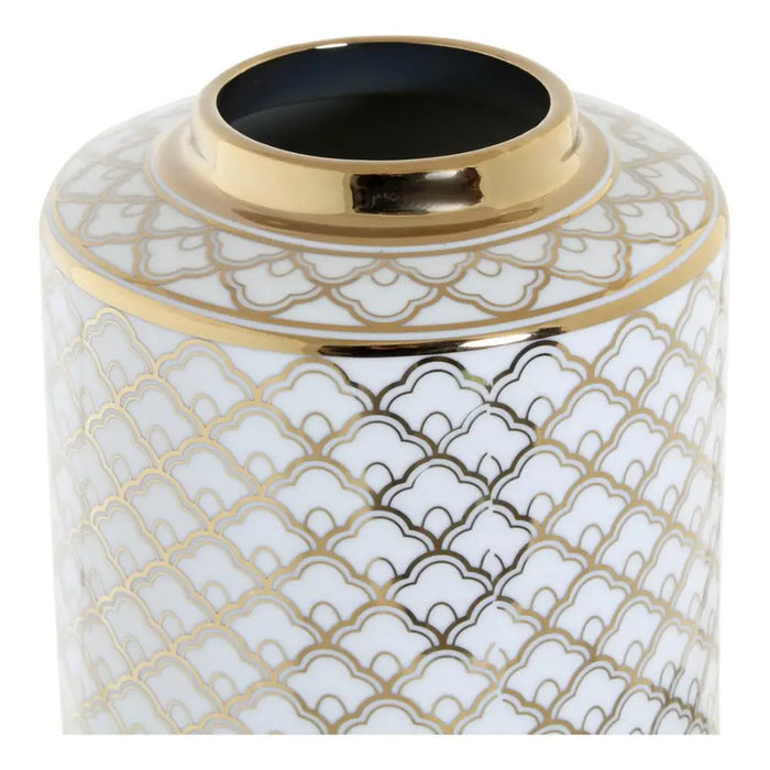 Vase DKD Home Decor 18 x 18 x 30,5 cm Porcelain Golden White - Декорация и Осветление<<<Дом Градина<<<BigBuy&&&Украса