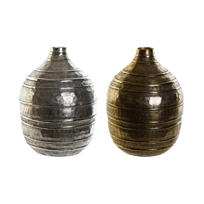Vase DKD Home Decor 20 x 20 x 28,5 cm Silver Golden Aluminium Modern (2 Units) - Декорация и Осветление<<<Дом