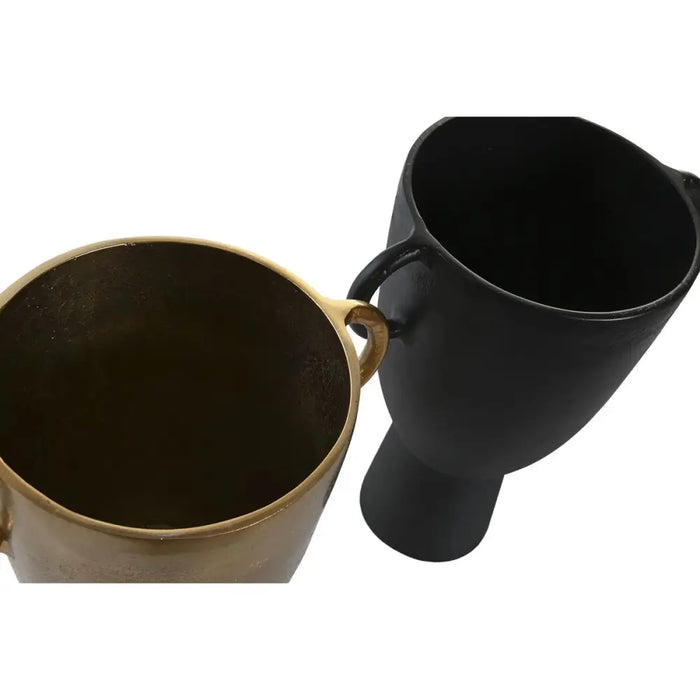 Vase DKD Home Decor 23 x 16 x 29 cm Black Golden Aluminium Modern (2 Units) - Декорация и Осветление<<<Дом