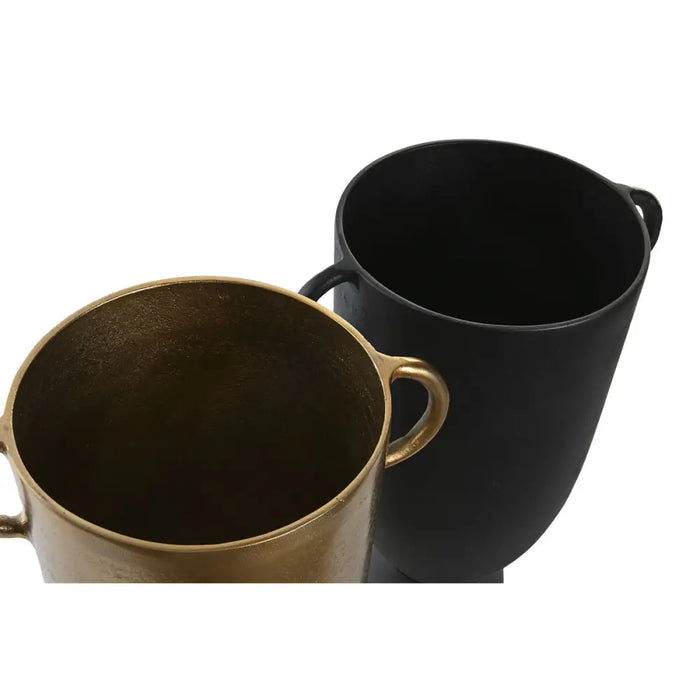 Vase DKD Home Decor 25 x 18 x 41 cm Black Golden Aluminium Modern (2 Units) - Декорация и Осветление<<<Дом