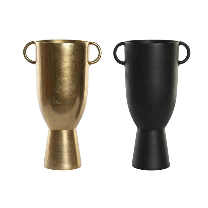 Vase DKD Home Decor 25 x 18 x 41 cm Black Golden Aluminium Modern (2 Units) - Декорация и Осветление<<<Дом