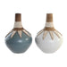 Vase DKD Home Decor Blue White Bamboo Shells (30 x 30 x 40 cm) (2 Units) - Декорация и Осветление<<<Дом