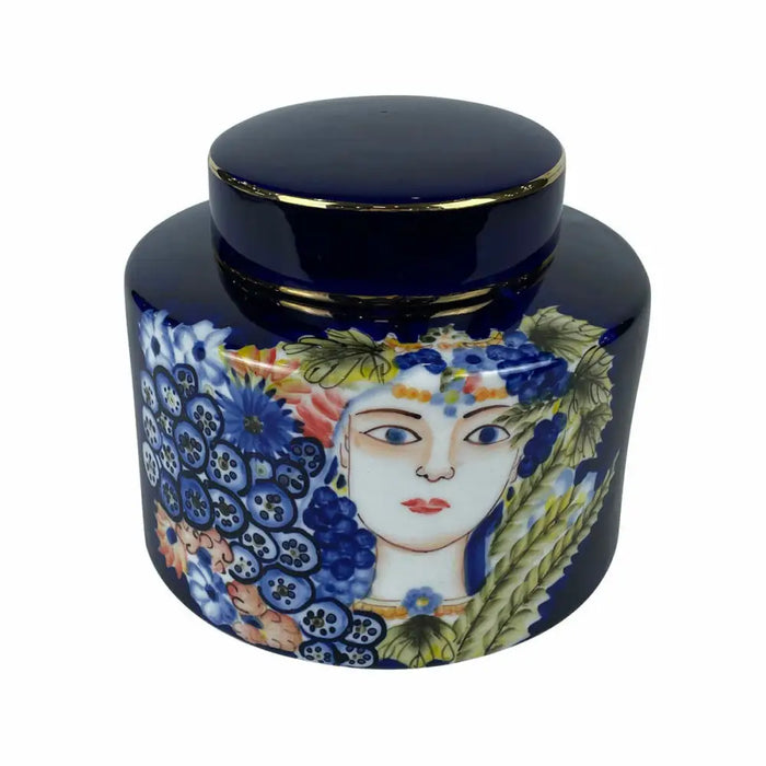 Vase DKD Home Decor Face Porcelain Blue Multicolour 17 x 17 x 16 cm - Декорация и Осветление<<<Дом