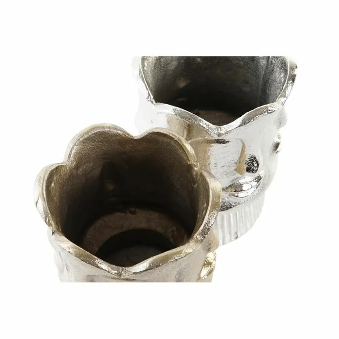 Vase DKD Home Decor Golden Face Champagne Silver Aluminium Modern 12 x 12 x 17 cm (2 Units) - Декорация и