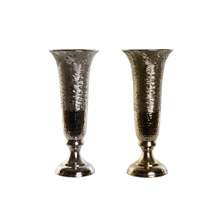 Vase DKD Home Decor Golden Silver Aluminium 13 x 13 x 33 cm (2 Units) - Декорация и Осветление<<<Дом
