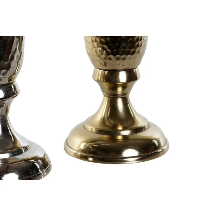 Vase DKD Home Decor Golden Silver Aluminium 13 x 13 x 33 cm (2 Units) - Декорация и Осветление<<<Дом